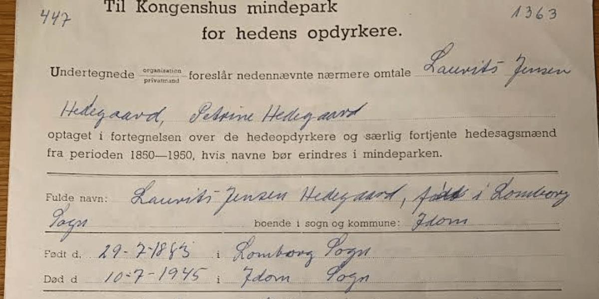Levnedsbeskrivelse - Petrine og Laurits - fra Kongenshus Mindeparks arkiv